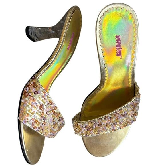 Sequin gold and silver kitten heels - Picture 1 of 7